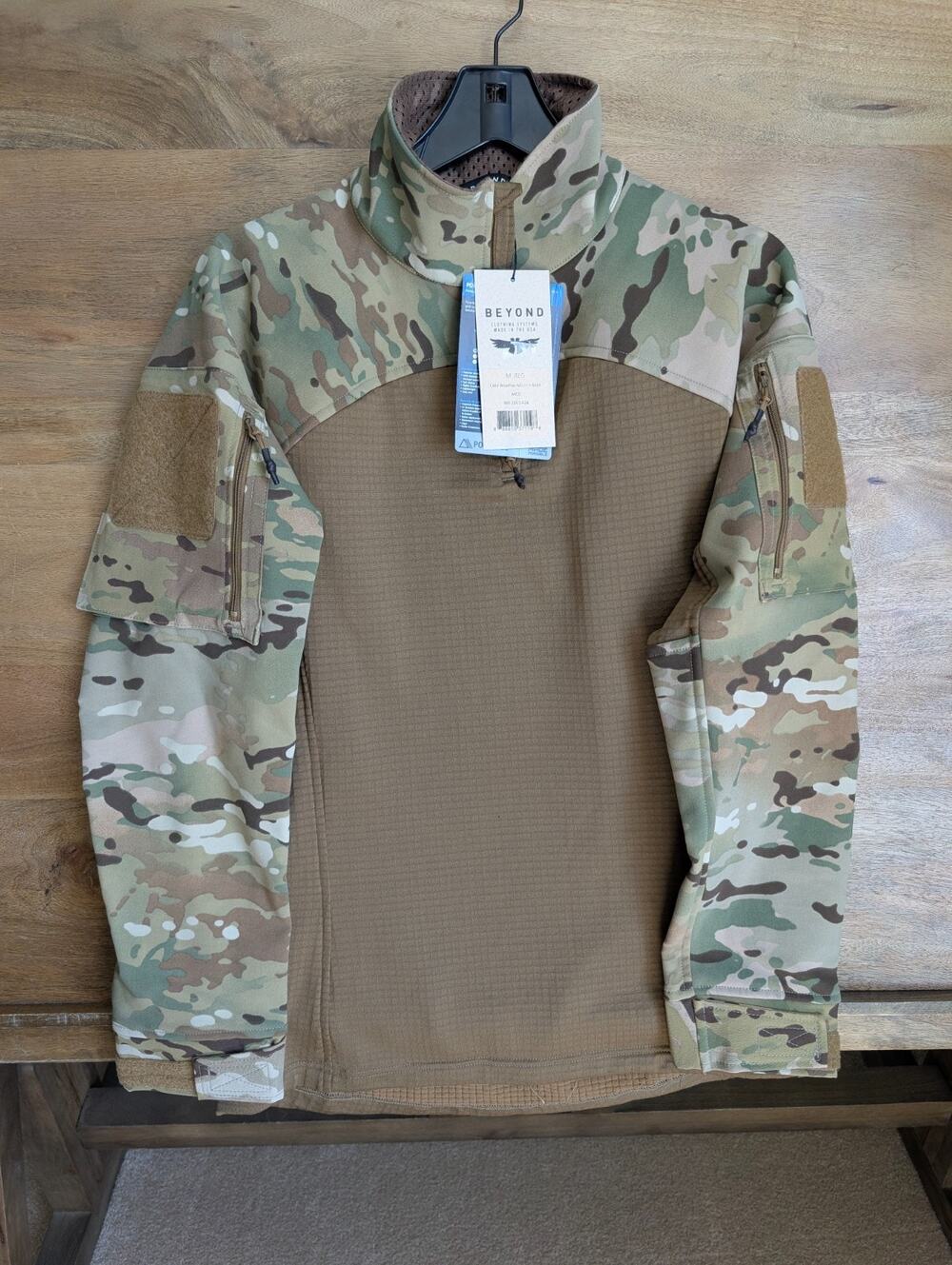 NWT Beyond Cold Weather Mission Uniform Shirt Mens M Brown Camo Lined 1/4 Zip